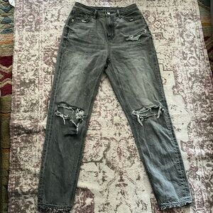 American Eagle Mom Jeans- ripped and stone washed